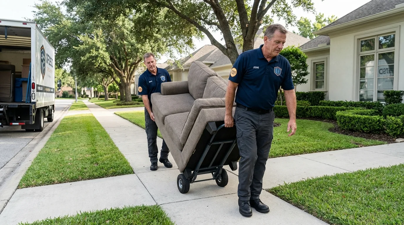 Local residential moving crew loading furniture in Ashland, MA